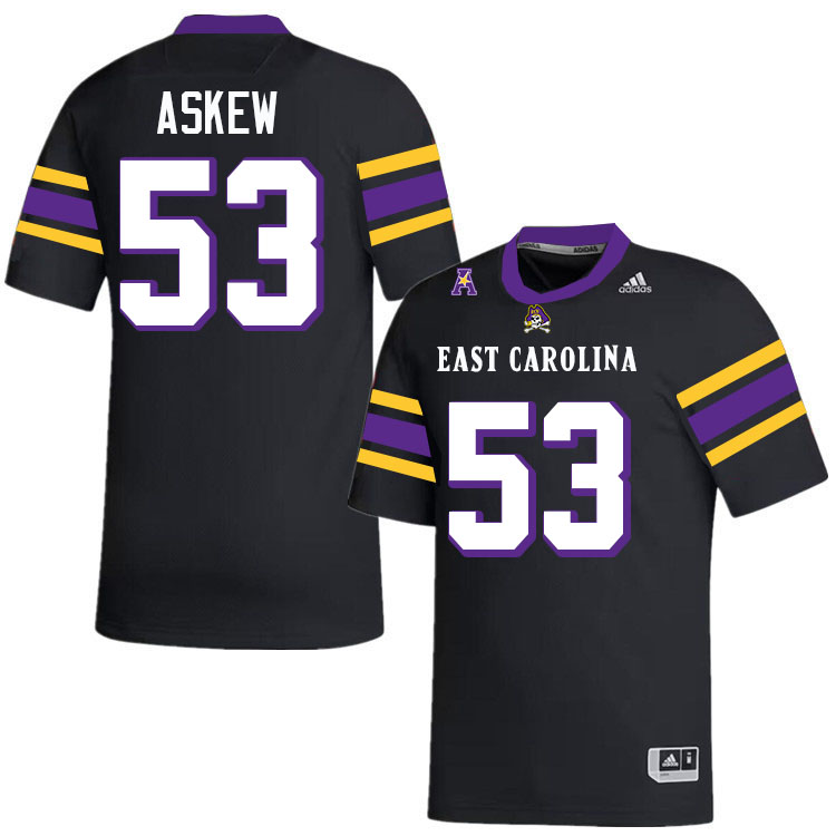 #53 Panda Askew East Carolina Pirates College Football Jersey Stitched-Black #53 Panda Askew East Carolina Pirates College Football Jersey Stitched-Black